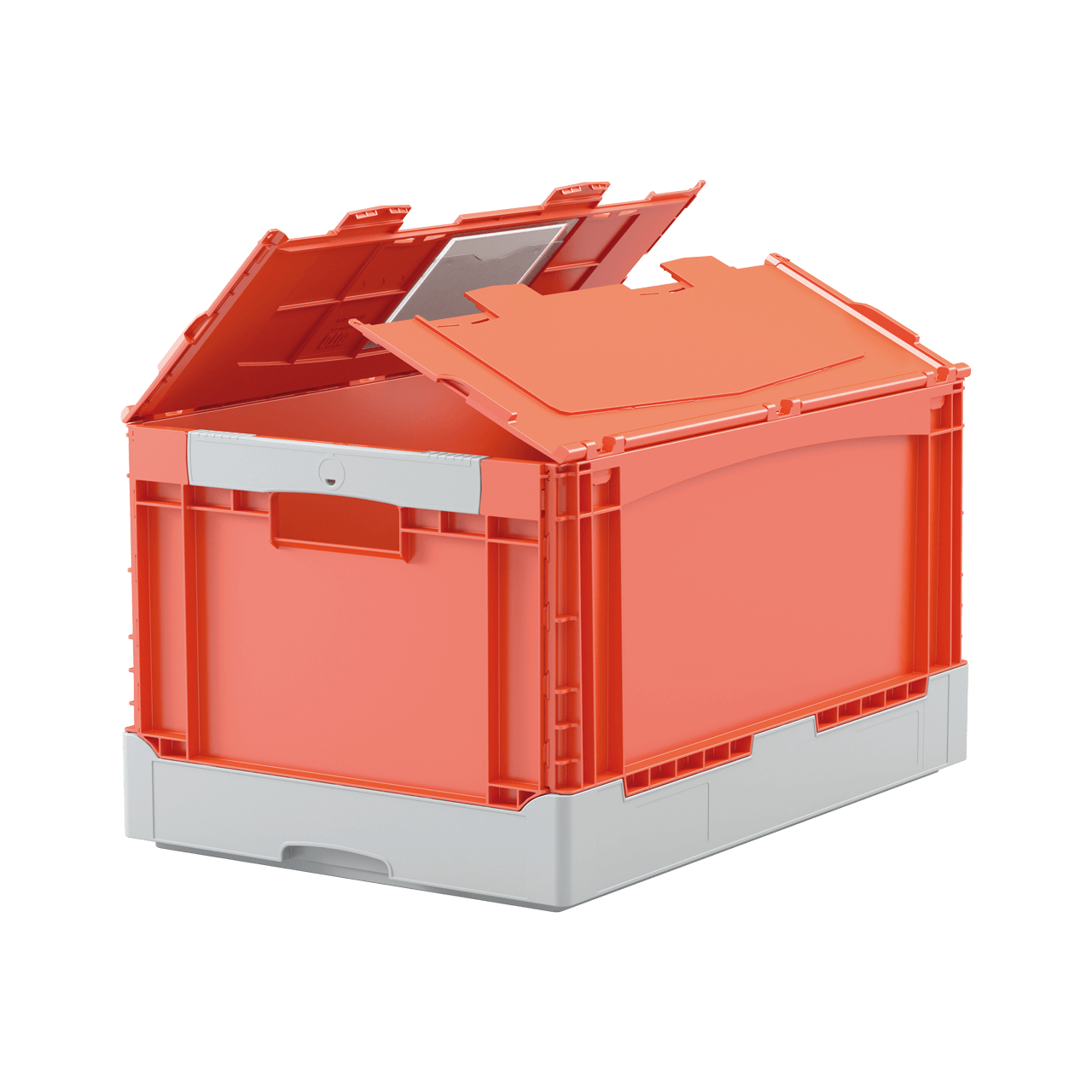 Klappbox EQ in orange mit zweiteiligem Klappdeckel