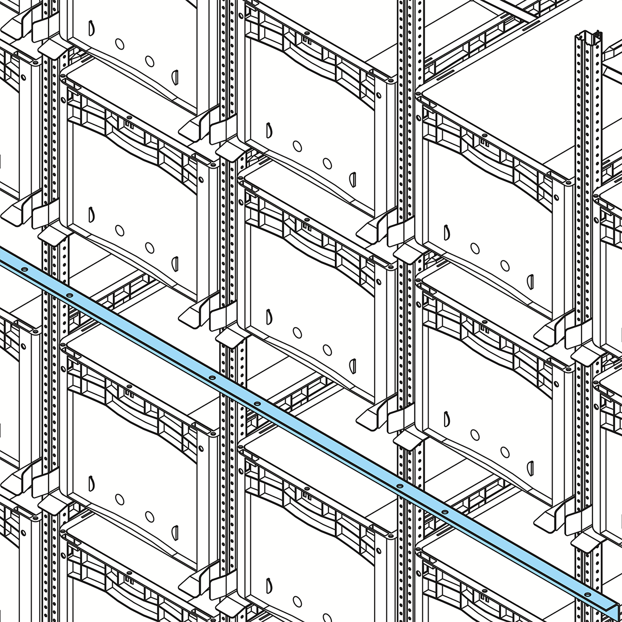 Detailansicht der Aussteifungen für Automatisches Kleinteilelager AKL, Zeichnung