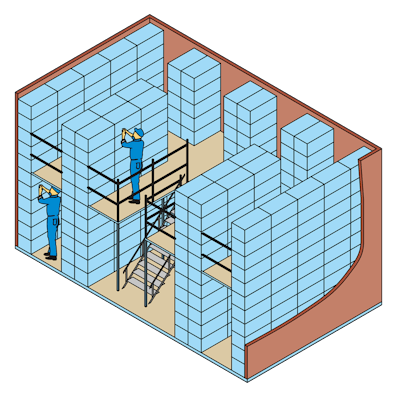 Mehrgeschossanlage mit 2 Ebenen und Treppe vor Doppelzeile, Zeichnung 02