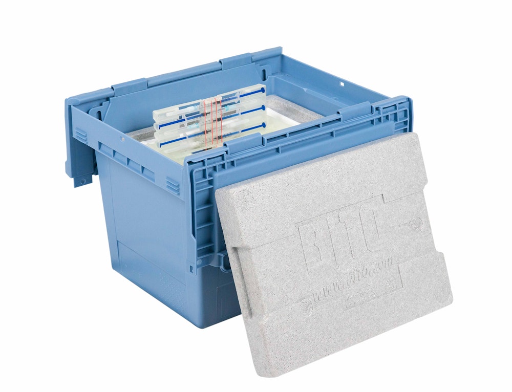 BITO Spritzen-Inlay für den sicheren Spritzen-Transport in BITO MB Mehrwegbehälter Kühltransportboxen